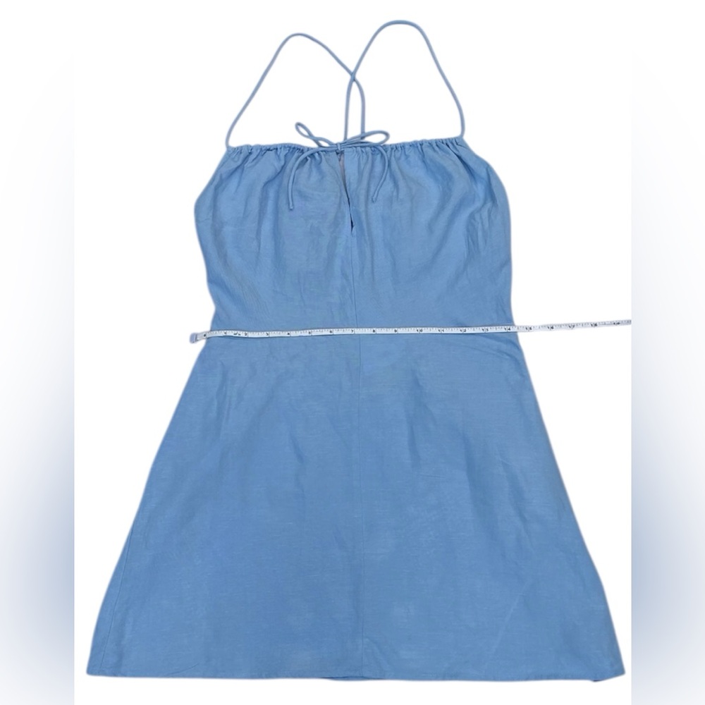 H&M NWT Linen-Blend Light Blue Mini Dress Size:S - Picture 4 of 7